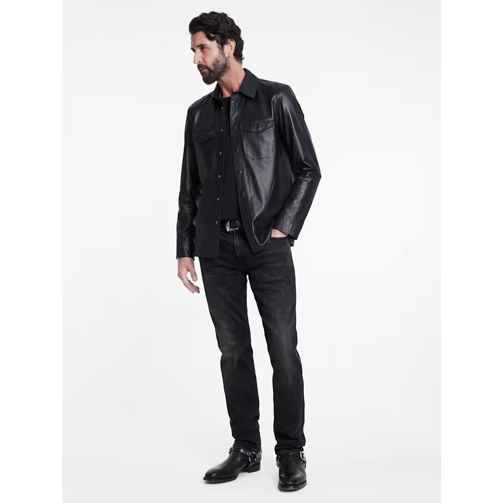 JOHN VARVATOS Travis Leather Shirt Jacket Dark Navy Blue Sz 58/US XL NWT $798 - Picture 2 of 10